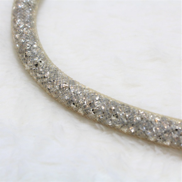 Delicate Shining Diamante Crystal Filled Mesh Choker Necklace - Picture 4 of 5
